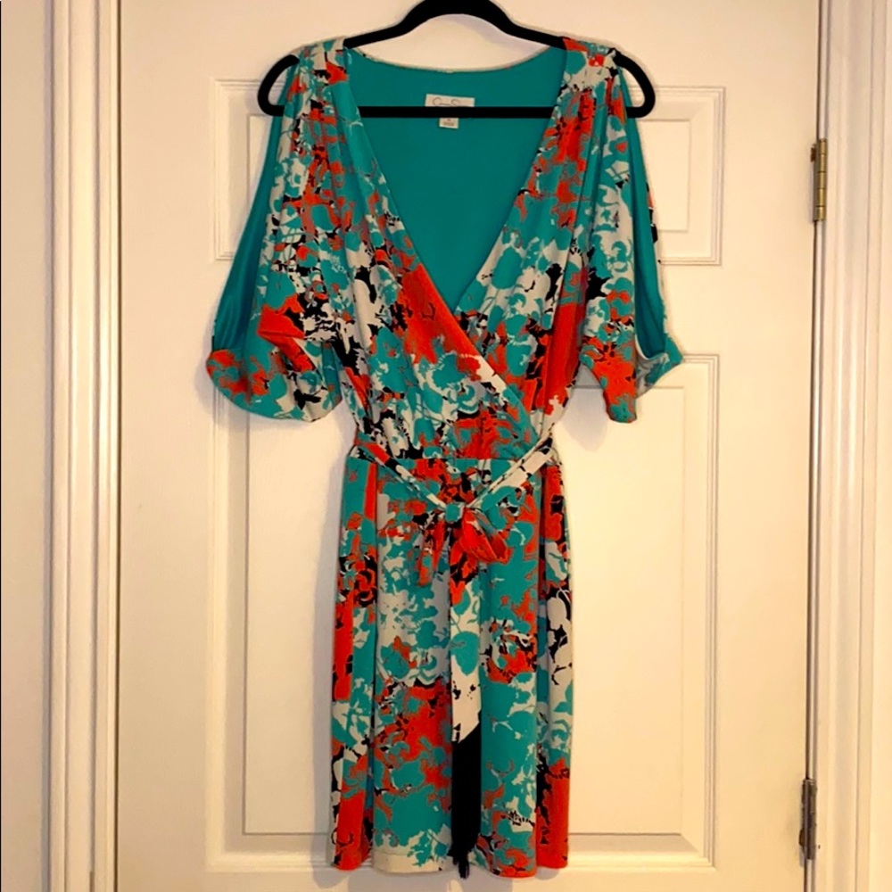 JESSICA SIMPSON WOMEN'S BELTED DOLMAN WRAP DRESS